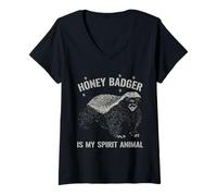 Mujer Honey Badger es mi espíritu Animal Amante de los Animales Camiseta Cuello V