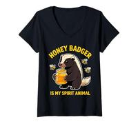 Mujer Honey Badger es mi espíritu Animal Amante de los Animales Camiseta Cuello V