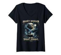 Mujer Honey Badger es mi espíritu Animal Amante de los Animales Camiseta Cuello V