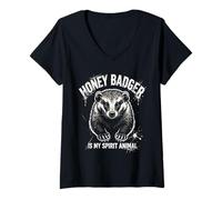 Mujer Honey Badger es mi espíritu Animal Amante de los Animales Camiseta Cuello V