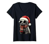 Mujer Honey Badger Ratel Sombrero de Santa Bufanda a Cuadros Gafas de Sol Sombras Camiseta Cuello V