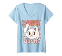 Mujer Honey Bunny Cute Rabbit Lover Sweetheart Saying Camiseta Cuello V