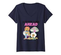 Mujer Hongos de dibujos animados mejores días por delante Camiseta Cuello V