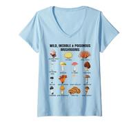 Mujer Hongos Silvestres y venenosos Gráfico de Hongos tóxicos y no comestibles Camiseta Cuello V