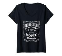 Mujer Honolulu no es solo una ciudad, es su hogar Honolulu Hawái Camiseta Cuello V