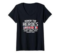 Mujer Honor The Heroes D-Day 6 de Junio de 1944 Estados Unidos Reino Unido Canadá Francia Camiseta Cuello V