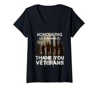 Mujer Honrando a Todos los Que sirvieron Gracias Veteranos Camiseta Cuello V