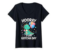 Mujer Hooray It's My Gotcha Day Foster Care Funny Adoptive Parents Camiseta Cuello V