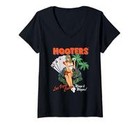Mujer Hooters Las Vegas Casino Wings & Wagers Pin-Up Girl Scene Camiseta Cuello V