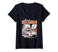 Mujer Hooters Racing #9 Coming in Hot Hot Wing Funny Retro Camiseta Cuello V