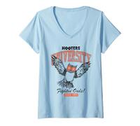 Mujer Hooters University Fighting Owls Varsity Collegiate Print Camiseta Cuello V