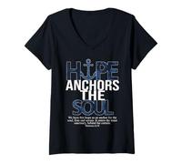 Mujer Hope Anchors The Soul Hebreos 6:19 Diseño Cristiano Camiseta Cuello V