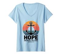 Mujer Hope Anchors The Soul Hebreos 6:19 Versículo de la Biblia Camiseta Cuello V