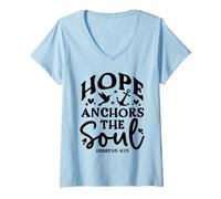 Mujer Hope Anchors The Soul - Verso bíblico Inspirador Cristiano Camiseta Cuello V