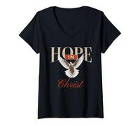 Mujer Hope Faith Jesus God Christ Blessed Pray Paloma Design Camiseta Cuello V