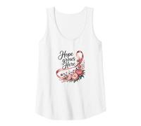 Mujer Hope Grows Here - Camisa Floral para concienciación sobre el cáncer de Mama Camiseta sin Mangas