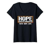 Mujer Hope Hepatitis Concientización Camisa - Concientización sobre la Hepatitis Camiseta Cuello V