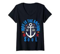 Mujer Hope Is The Anchor of My Soul 50s Inspiración Motivación Camiseta Cuello V