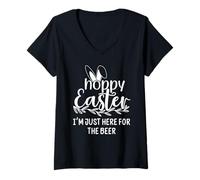 Mujer Hoppy Easter Hour Some Bunny Needs Beer Here for The Hops Camiseta Cuello V