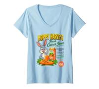Mujer Hoppy Harvest Fresh Carrot Juice Bunny Illustration Graphic Camiseta Cuello V