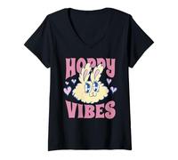 Mujer Hoppy Vibes - Conejo de Pascua para vacaciones, lindo profesor de escuela Camiseta Cuello V