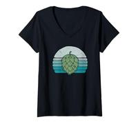 Mujer Hops Lover Vintage Beer Graphic Dark Sunset Hop Illustration Camiseta Cuello V
