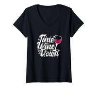 Mujer Hora de bajar el vino Camiseta Cuello V