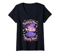 Mujer Hora de Brujas de Halloween Camiseta Cuello V