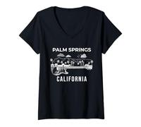 Mujer Horizonte de Palm Springs, California, recuerdo de Palm Springs Camiseta Cuello V