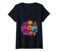 Mujer Horizonte del Estado de Arizona de EE. UU. Camiseta Cuello V