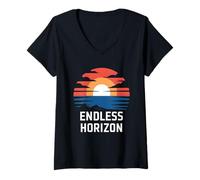 Mujer Horizonte sin Fin Divertido diseño de Aventura al Atardecer Camiseta Cuello V
