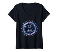 Mujer Horóscopo de la astrología Celestial del Signo del Zodiaco de Piscis Camiseta Cuello V
