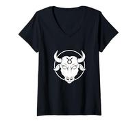 Mujer Horóscopo del Zodiaco Tauro Camiseta Cuello V