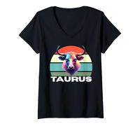 Mujer Horóscopo Tauro El Toro, Astrología Tauro, Toro Multicolor Camiseta Cuello V