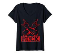 Mujer Horquilla para virutas | Letras Rock | Heavy Metal Camiseta Cuello V