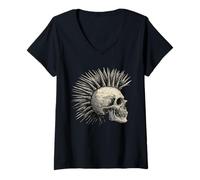 Mujer Horror Punk Zombie Mohawk Camiseta Cuello V