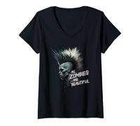 Mujer Horror Punk Zombie Mohawk Camiseta Cuello V