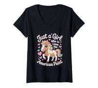 Mujer Horse American Paint Solo una Chica Que la ama Camiseta Cuello V