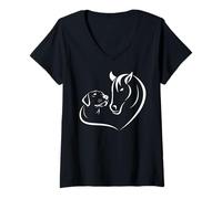Mujer Horse and Dog - Camiseta para Hombre y Mujer, diseño de Caballo Camiseta Cuello V