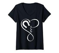 Mujer Horse Lover Heart Horseshoe Love Horses Girls Womens Camiseta Cuello V