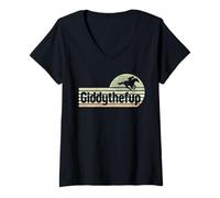 Mujer Horse Racing Vintage Giddythefup KY Derby Horse Camiseta Cuello V