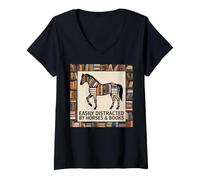 Mujer Horse Stuff Books Nerds Wild Horses Equitación Caballo Divertido Camiseta Cuello V