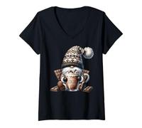 Mujer Hot Chocolate GNOME Dad For Cocoa Lover and Sweater Weather Camiseta Cuello V