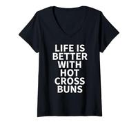 Mujer Hot Cross Buns Apparel - Diseño único y Divertido para Amantes de los moños Camiseta Cuello V