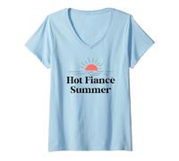 Mujer Hot Fiance Summer Engaged Girl Fiancee Bride Bachelorette Camiseta Cuello V