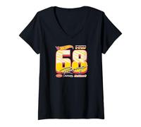 Mujer Hot Wheels - Logotipo Retro de Carreras '68 Camiseta Cuello V
