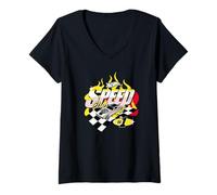 Mujer Hot Wheels Vintage Bright Speed Club de los 90 Camiseta Cuello V