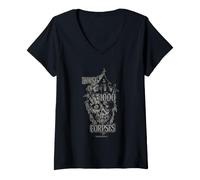 Mujer House of 1000 Corpses Distressed Skull & House Horror Movie Camiseta Cuello V