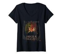 Mujer House of The Dragon All Must Choose Burning Banners Camiseta Cuello V