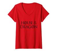 Mujer House of The Dragon Black Logo Camiseta Cuello V